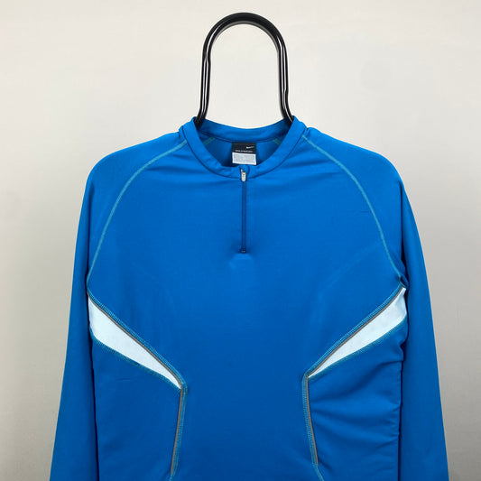 00s Nike Sphere Dry Panelled Long Sleeve T-Shirt Blue Large