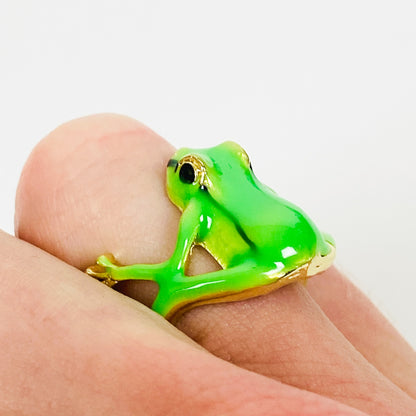 Retro Adjustable Frog Ring Gold