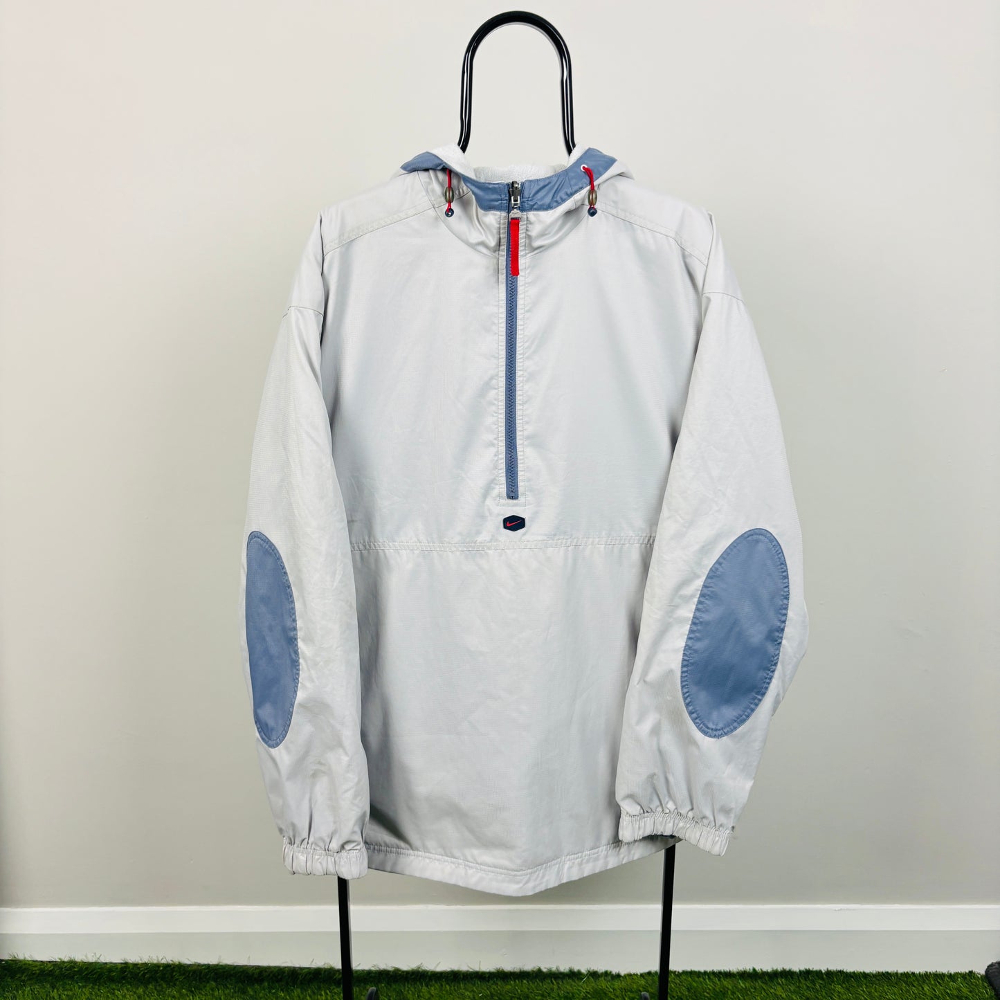 90s Nike Reversible Tn Hex Fleece Coat Jacket Blue XL