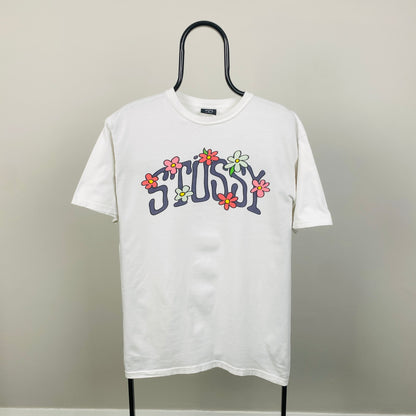00s Stussy Flowers T-Shirt White Medium