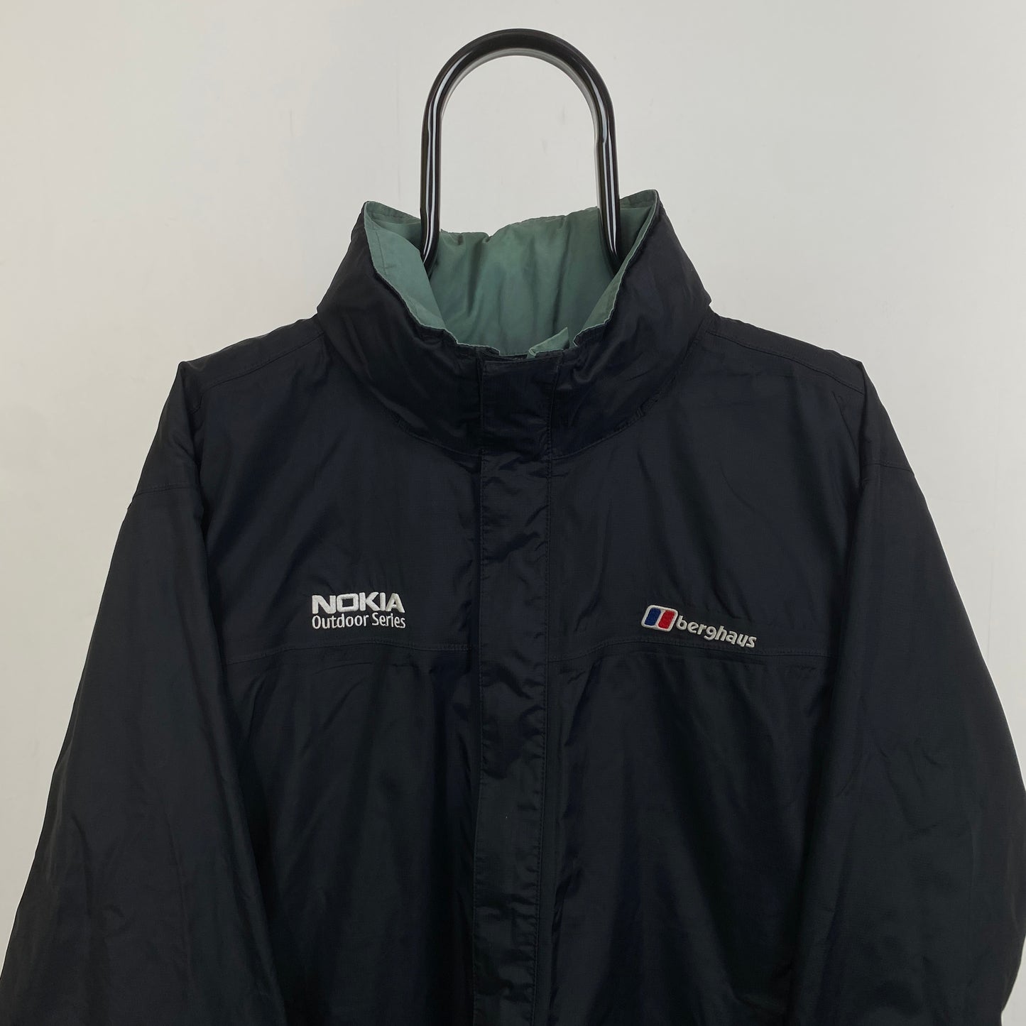 Retro Berghaus Nokia Waterproof Coat Jacket Black Large