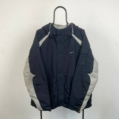 00s Nike Reversible Fleece Coat Jacket Black XL