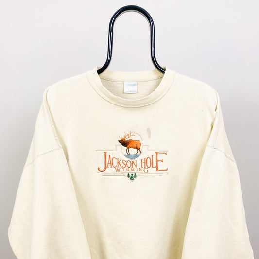 90s Jackson Hole Wyoming Sweatshirt Brown XXL