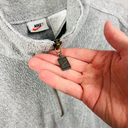 90s Nike Court Towelling 1/4 Zip Sweatshirt Grey Large