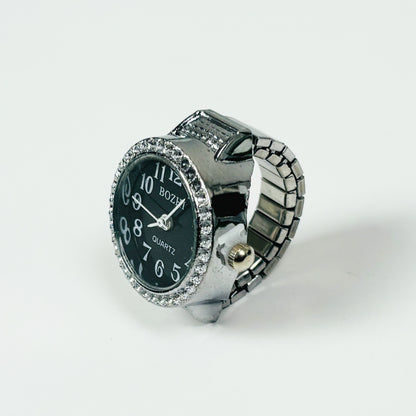 Vintage Watch Ring Bezelled Black