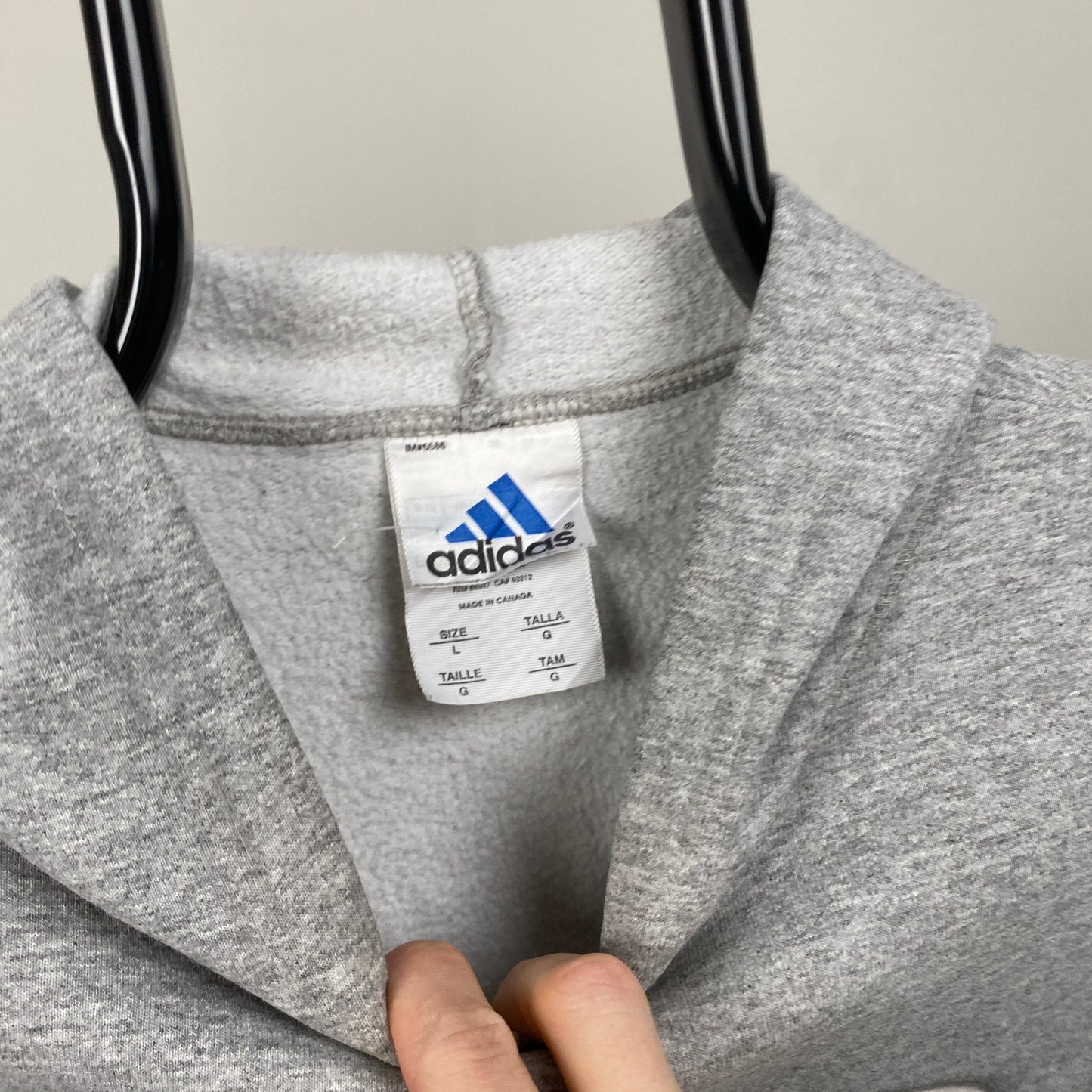 90s Adidas Hoodie Grey Womens Large