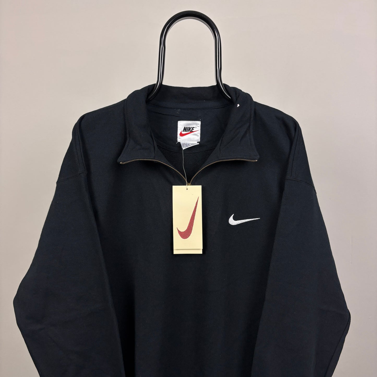 90s Nike 1/4 Zip Sweatshirt Black Large