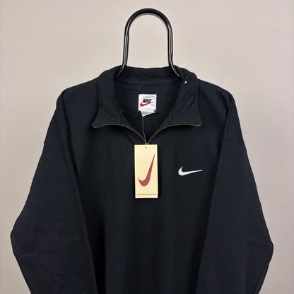 90s Nike 1/4 Zip Sweatshirt Black Large