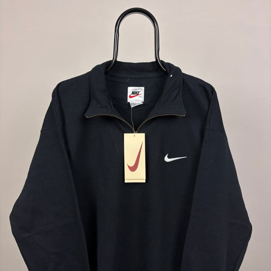 90s Nike 1/4 Zip Sweatshirt Black Large