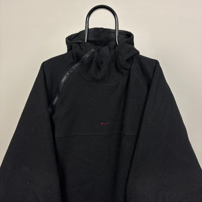 90s Nike Reversible Side Winder Fleece Coat Jacket Black Large