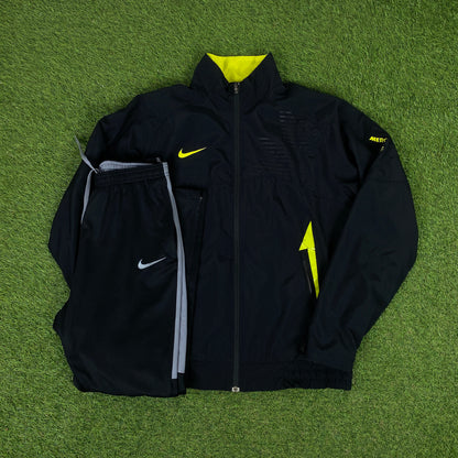 00s Nike Dri-Fit Tracksuit Jacket + Joggers Set Black Small