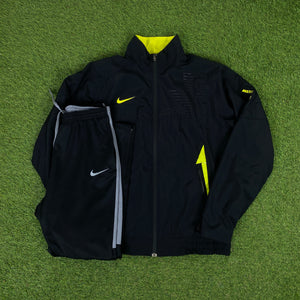 00s Nike Dri-Fit Tracksuit Jacket + Joggers Set Black Small