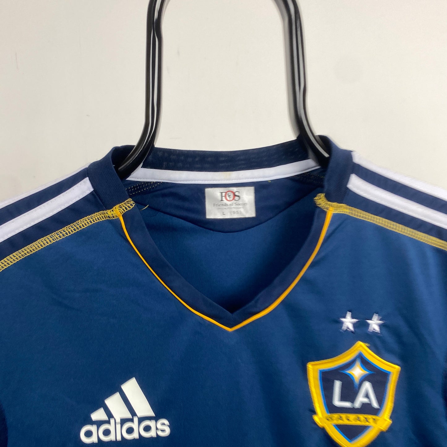 Retro LA Galaxy Fan Style Football T-Shirt Blue Large