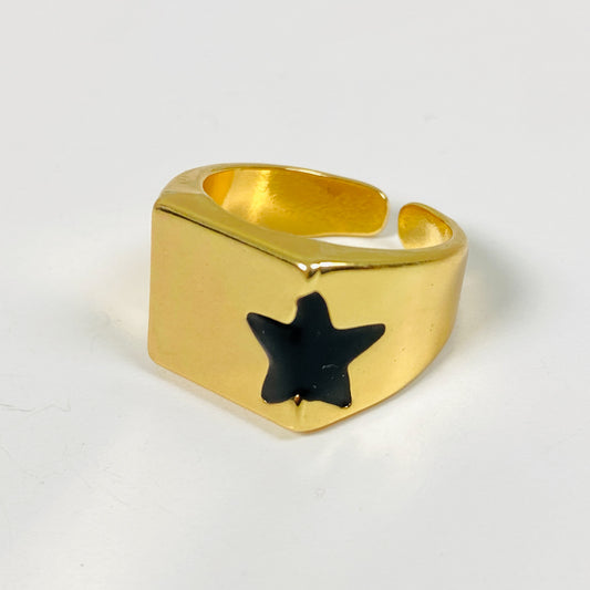 Adjustable Block Ring Gold