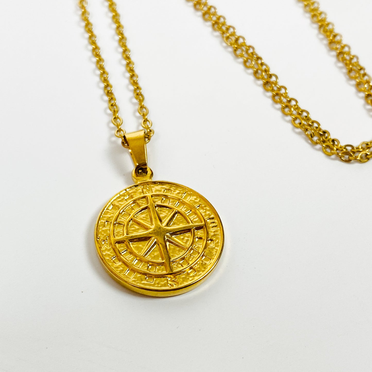 Retro Compass Necklace Chain Gold