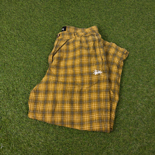 00s Stussy Plaid Cropped Trousers Joggers Yellow Women’s Medium