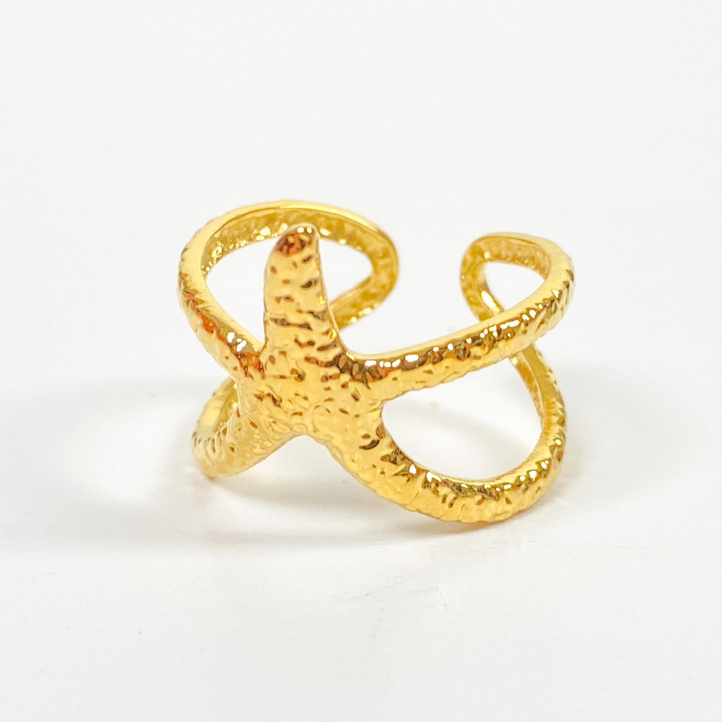 Retro Adjustable Star Fish Ring Gold