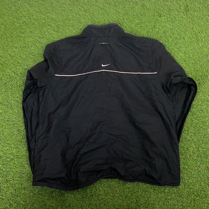 90s Nike Tracksuit Jacket + Joggers Set Black Large