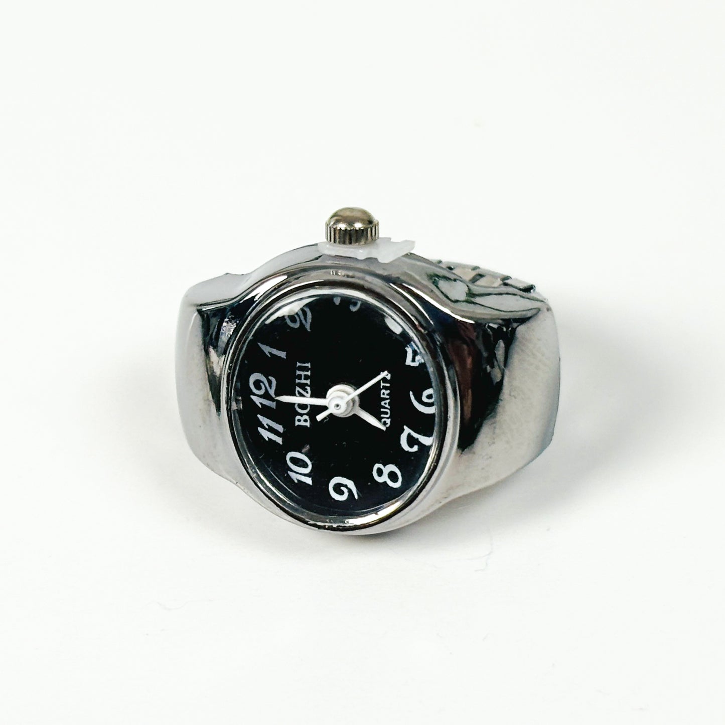 Retro Oval Watch Ring Silver Black