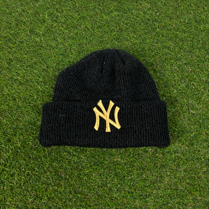 90s New York Yankees Beanie Hat Black