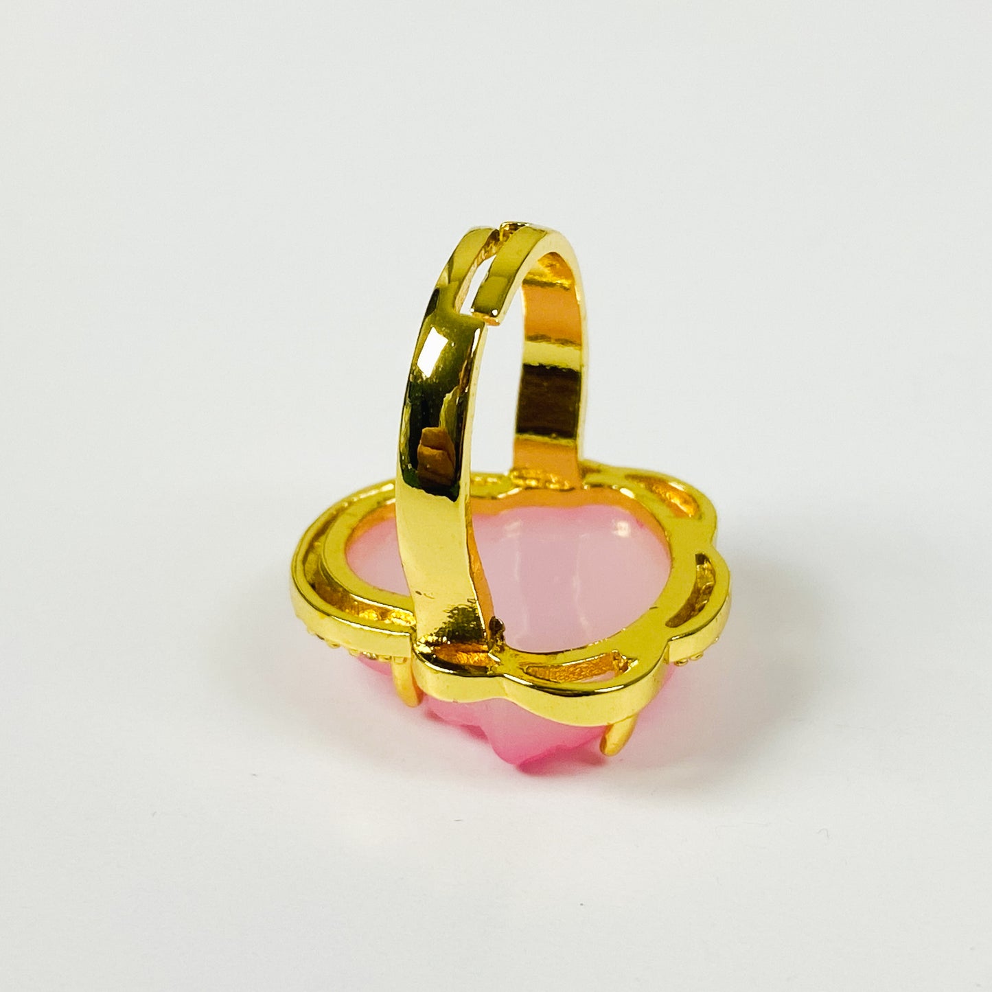 Retro Vintage Buddha Ring Gold Pink