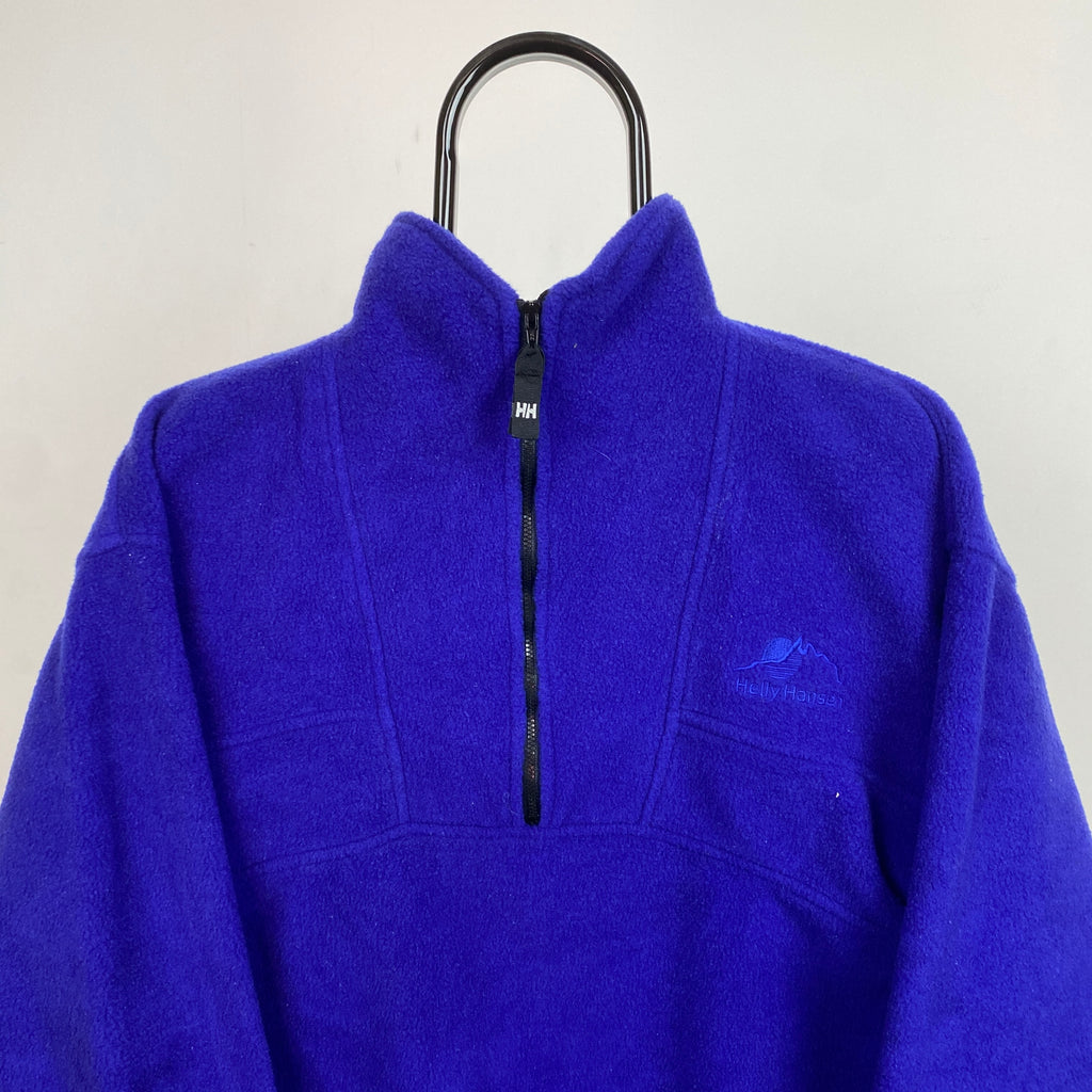 Retro Helly Hansen Fleece Sweatshirt Blue Small