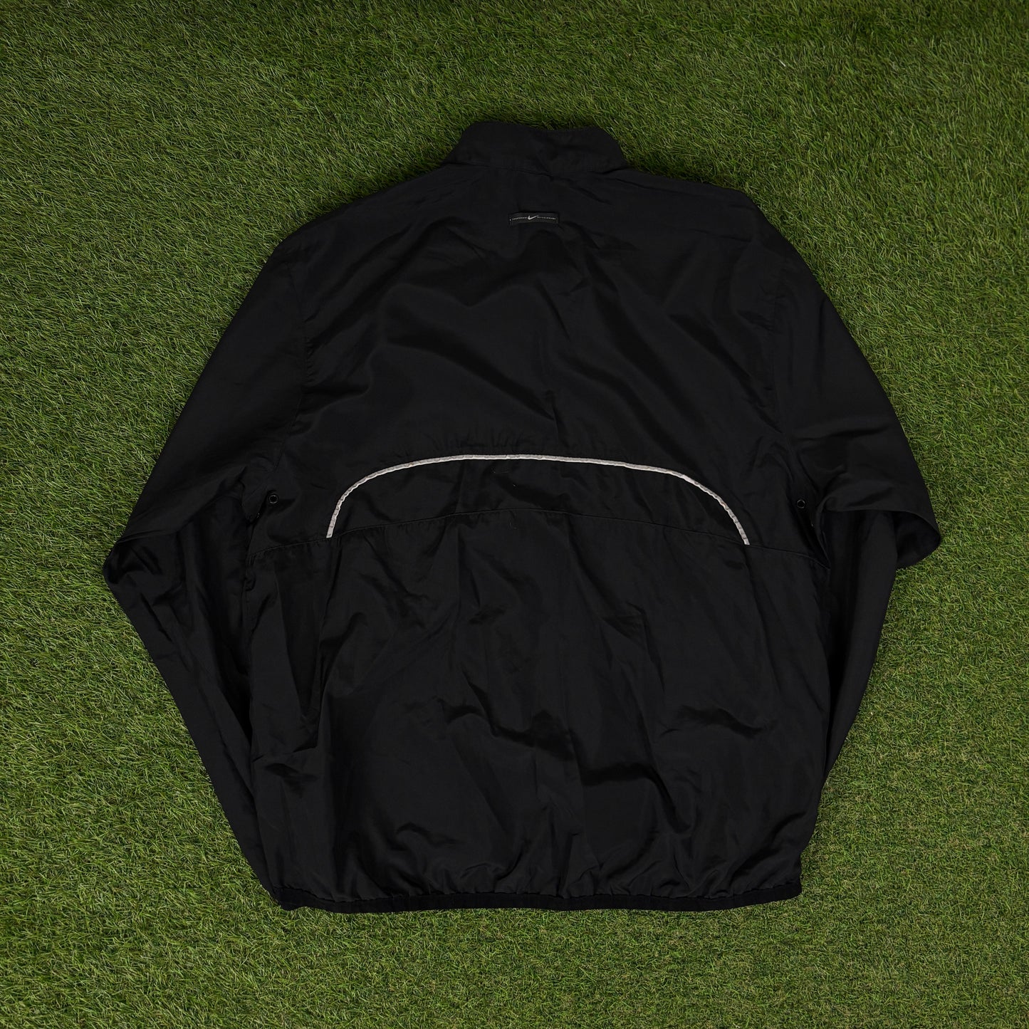 00s Nike Piping Windbreaker Jacket + Joggers Set Black Medium