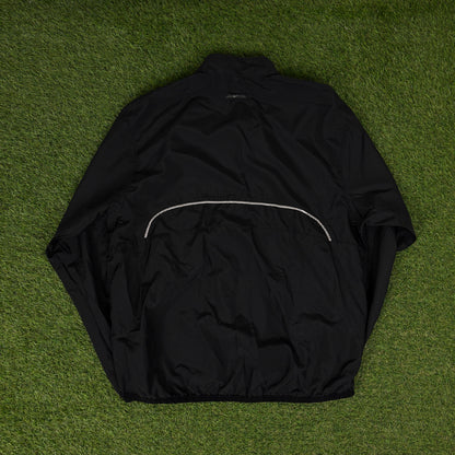 00s Nike Piping Windbreaker Jacket + Joggers Set Black Medium