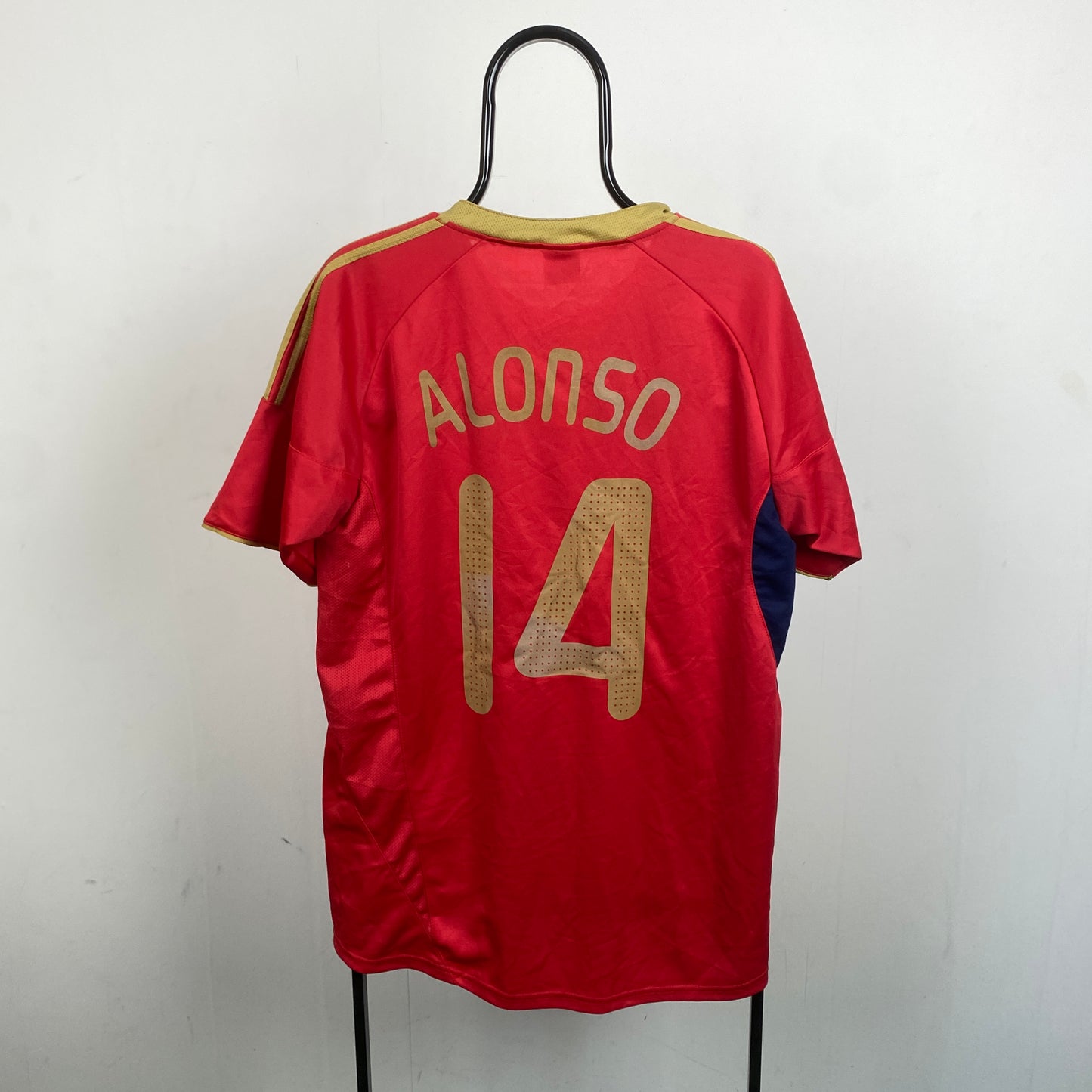 Retro Spain Fan Style Football Shirt T-Shirt Red XL