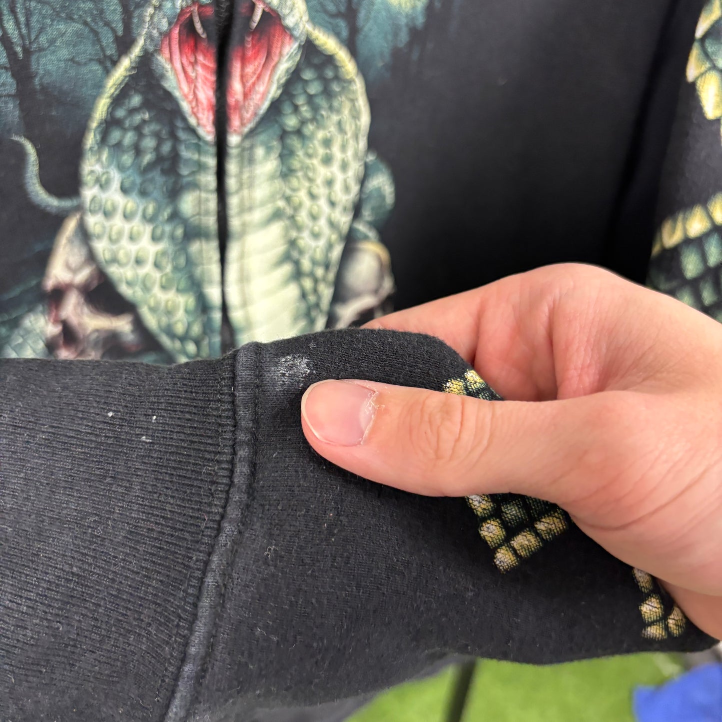 90s Wild Snake Zip Hoodie Black Large