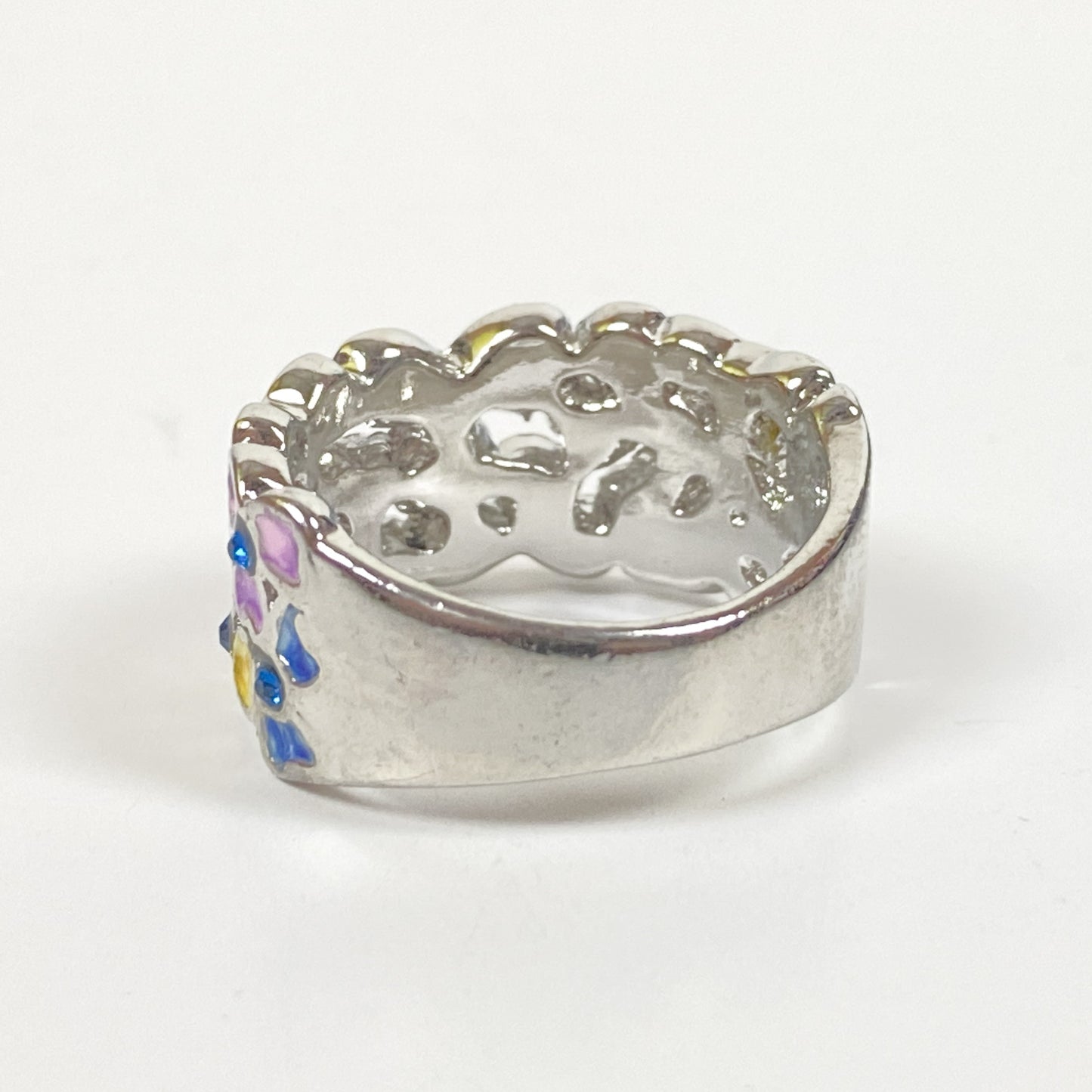 Retro Vintage Flower Ring Silver