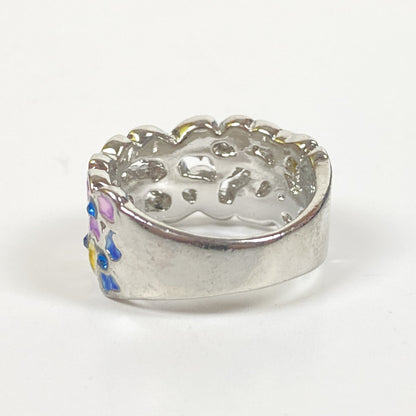 Retro Vintage Flower Ring Silver