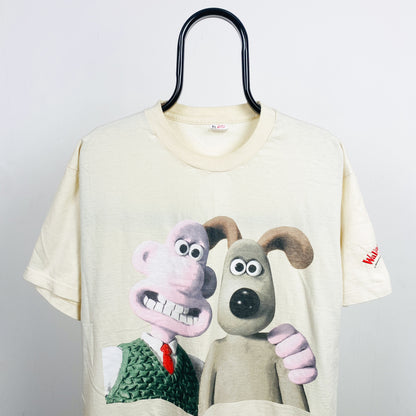 Retro 90s Wallace & Gromit T-Shirt White Cream XL