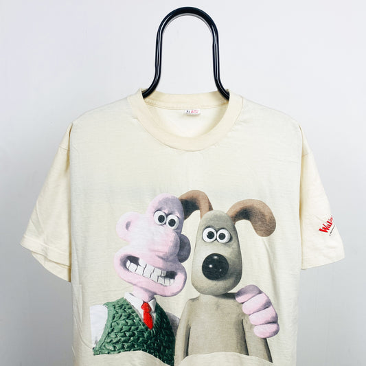 Retro 90s Wallace & Gromit T-Shirt White Cream XL