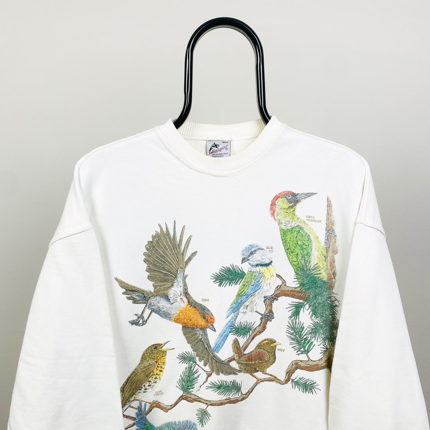 90s Birds Sweatshirt White Large