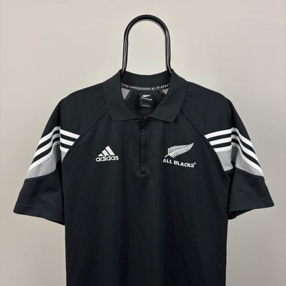 00s Adidas New Zealand All Blacks Rugby T-Shirt Black Small