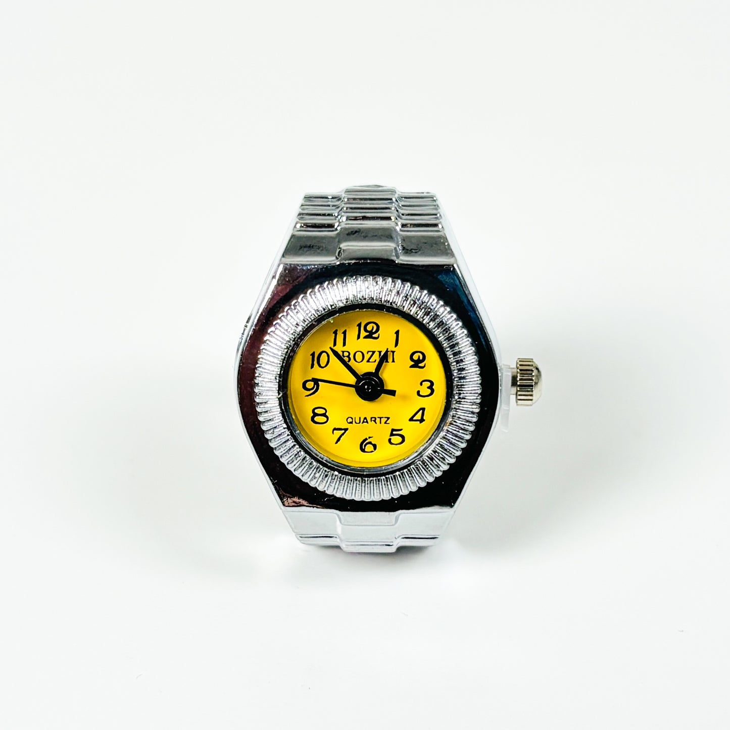 Retro Watch Ring Adjustable Silver Yellow