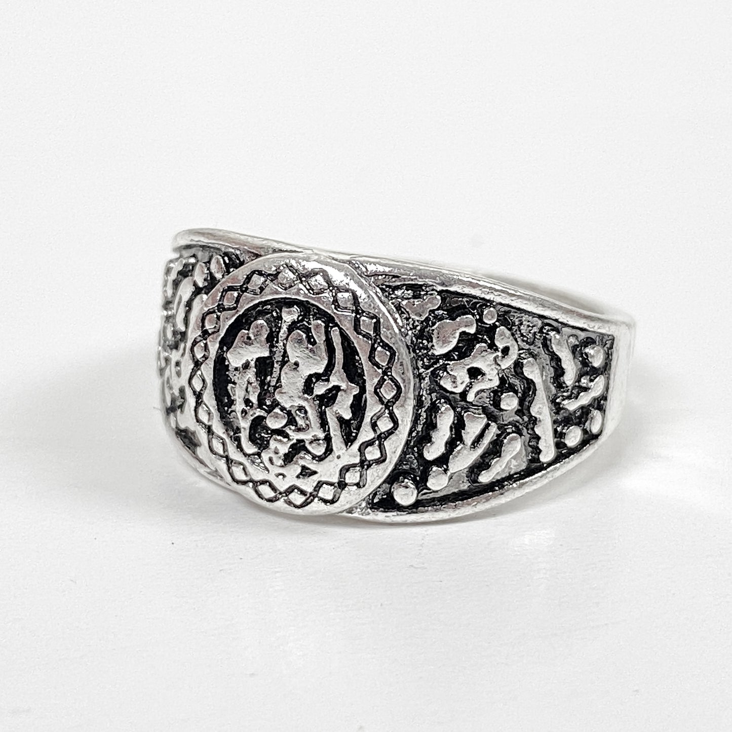 Retro Vintage Roman Signet Ring Silver