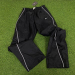 00s Nike Piping Windbreaker Jacket + Joggers Set Black Womens Small