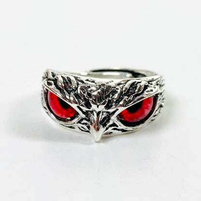 Retro Adjustable Owl Eye Ring Silver