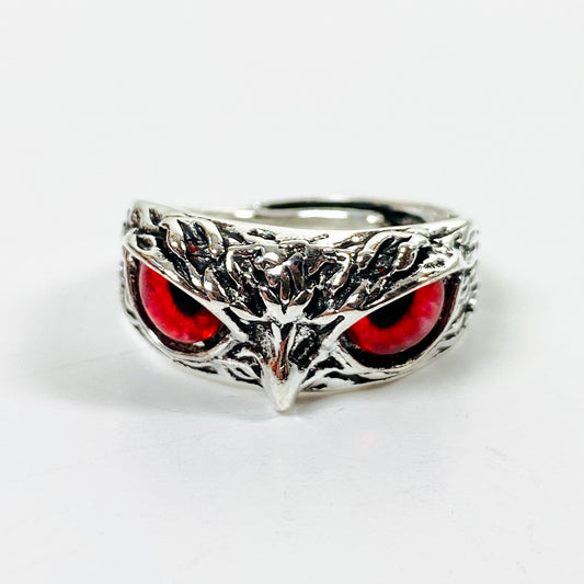 Retro Adjustable Owl Eye Ring Silver