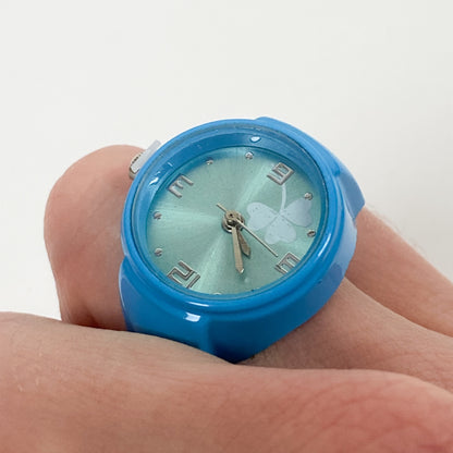 Retro Adjustable Watch Ring Blue