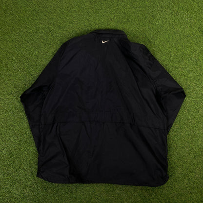 90s Nike Windbreaker Tracksuit Set Jacket + Joggers Black XL