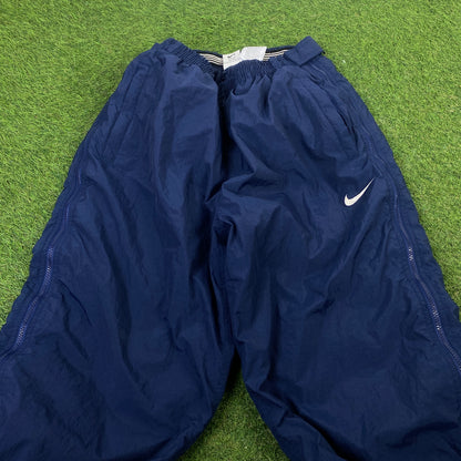 90s Nike Puffer Lined Joggers Blue Large