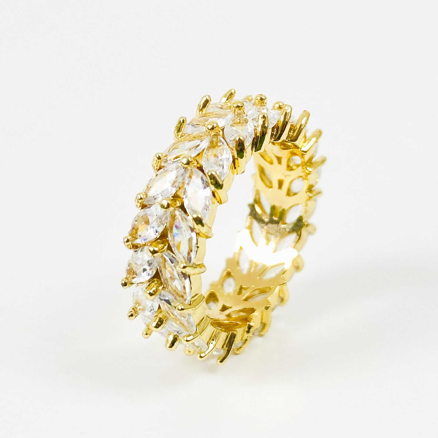 Laurel Gemstone Band Ring Gold