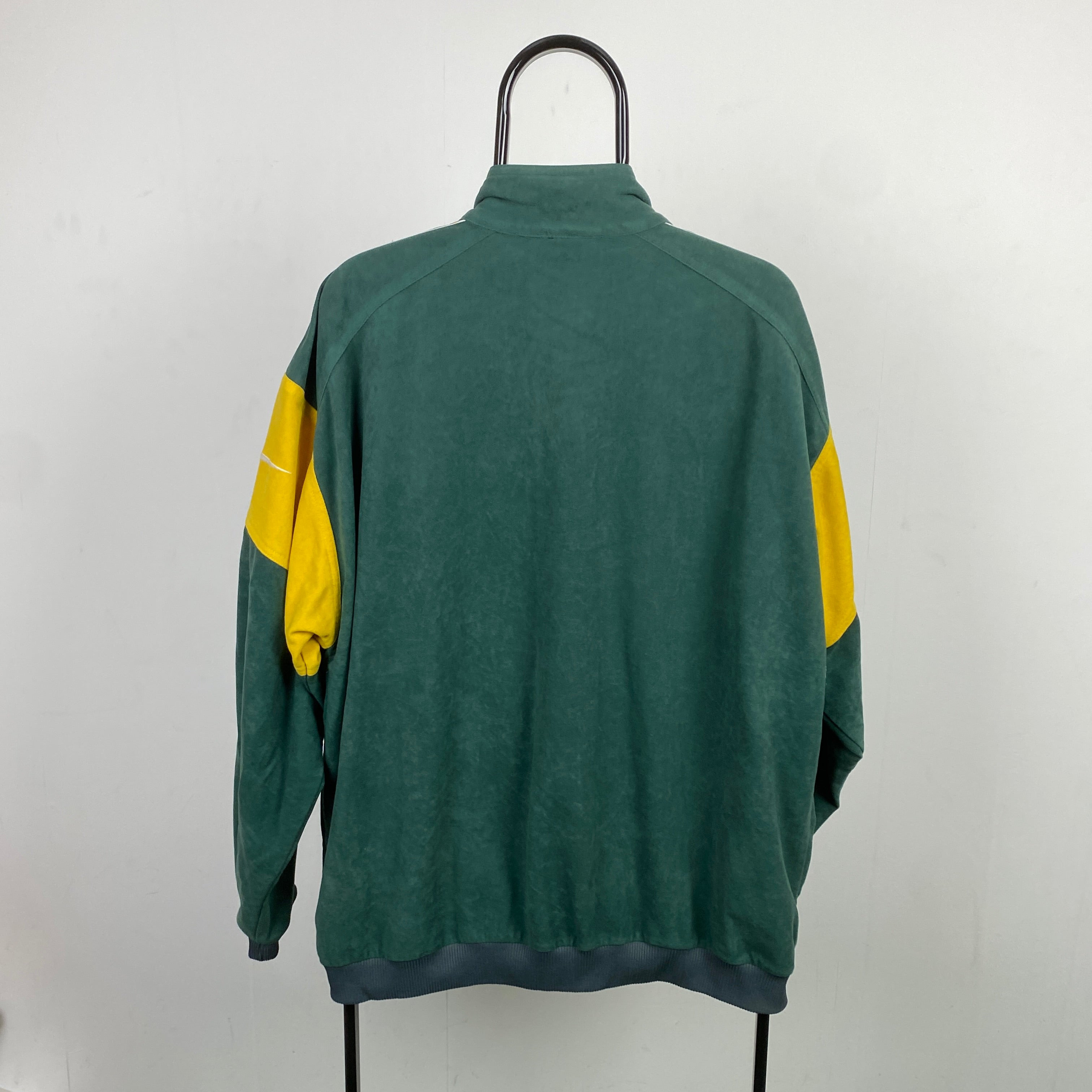 90s Nike Zip Velour Sweatshirt Green XL