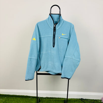 90s Nike ACG 1/4 Zip Fleece Sweatshirt Blue Medium