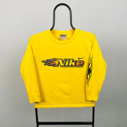00s Nike Flame T-Shirt Yellow Small