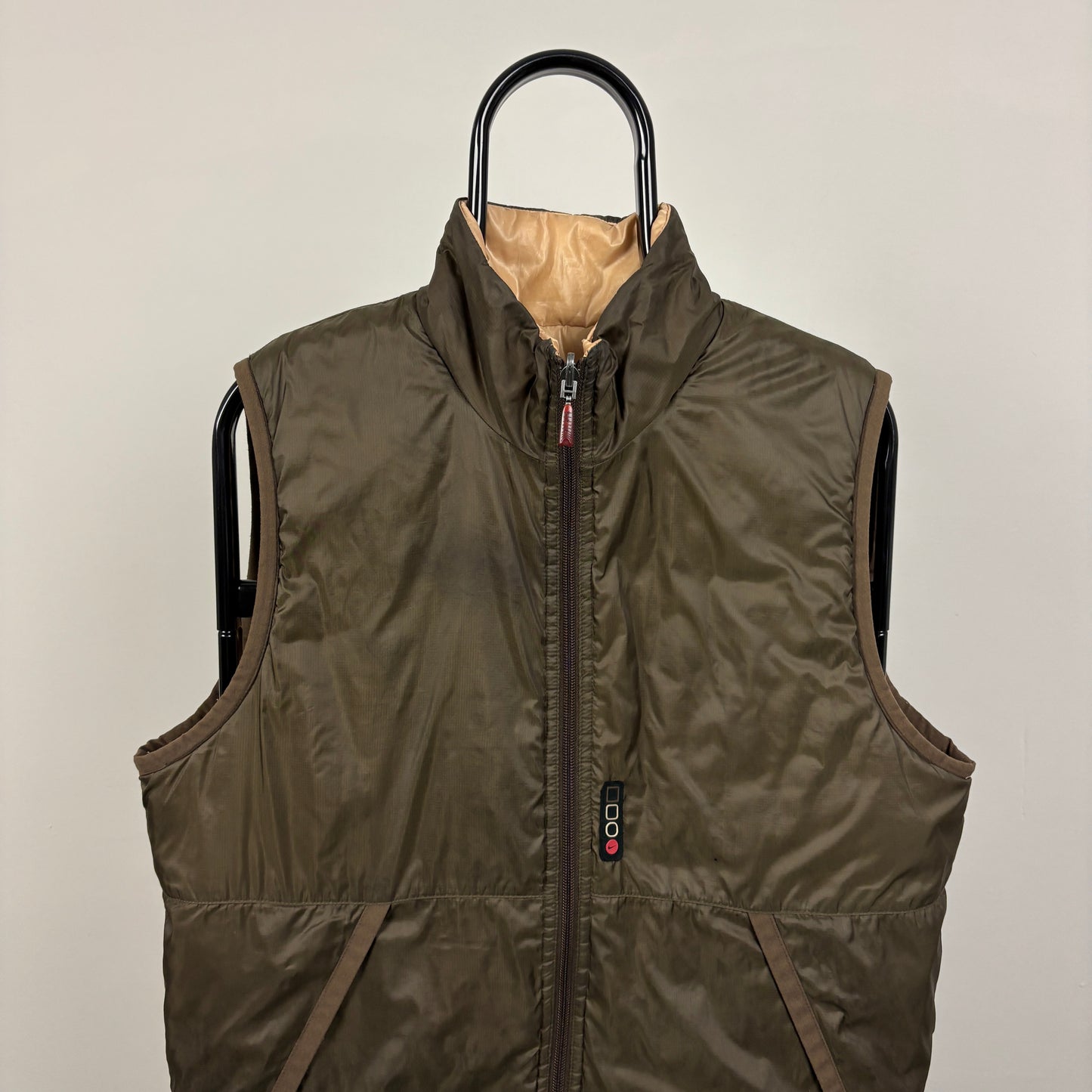 00s Nike Reversible Puffer Gilet Jacket Brown Small