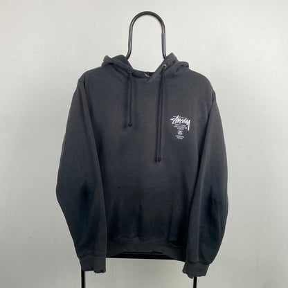 Retro 00s Stussy Thrashed Hoodie Black Medium